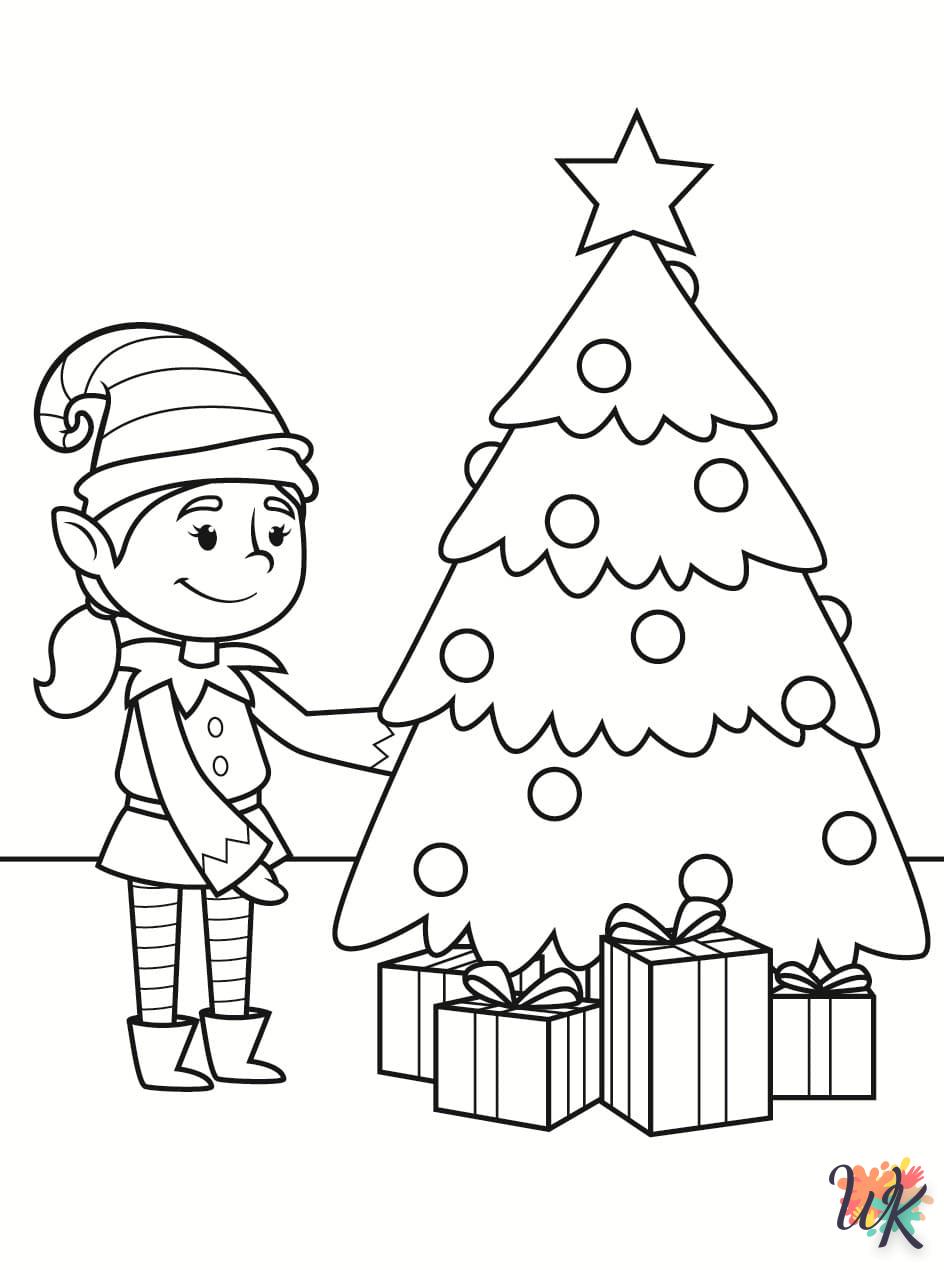 imprimer coloriage Fille Elfe pour Noël