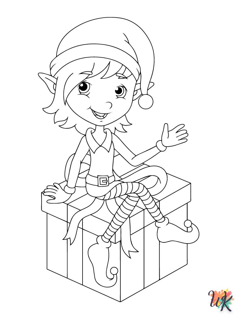 coloriage Fille Elfe pour Noël  gratuit à imprimer