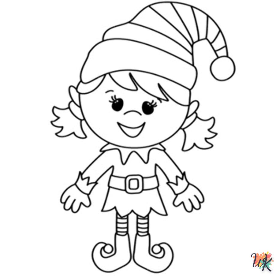 coloriage Fille Elfe pour Noël  de noël gratuit à imprimer en ligne