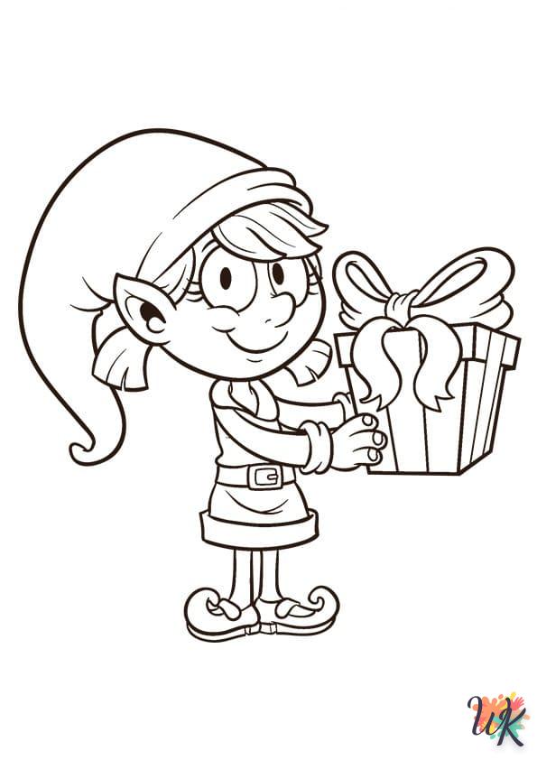 coloriage Fille Elfe pour Noël  à imprimer