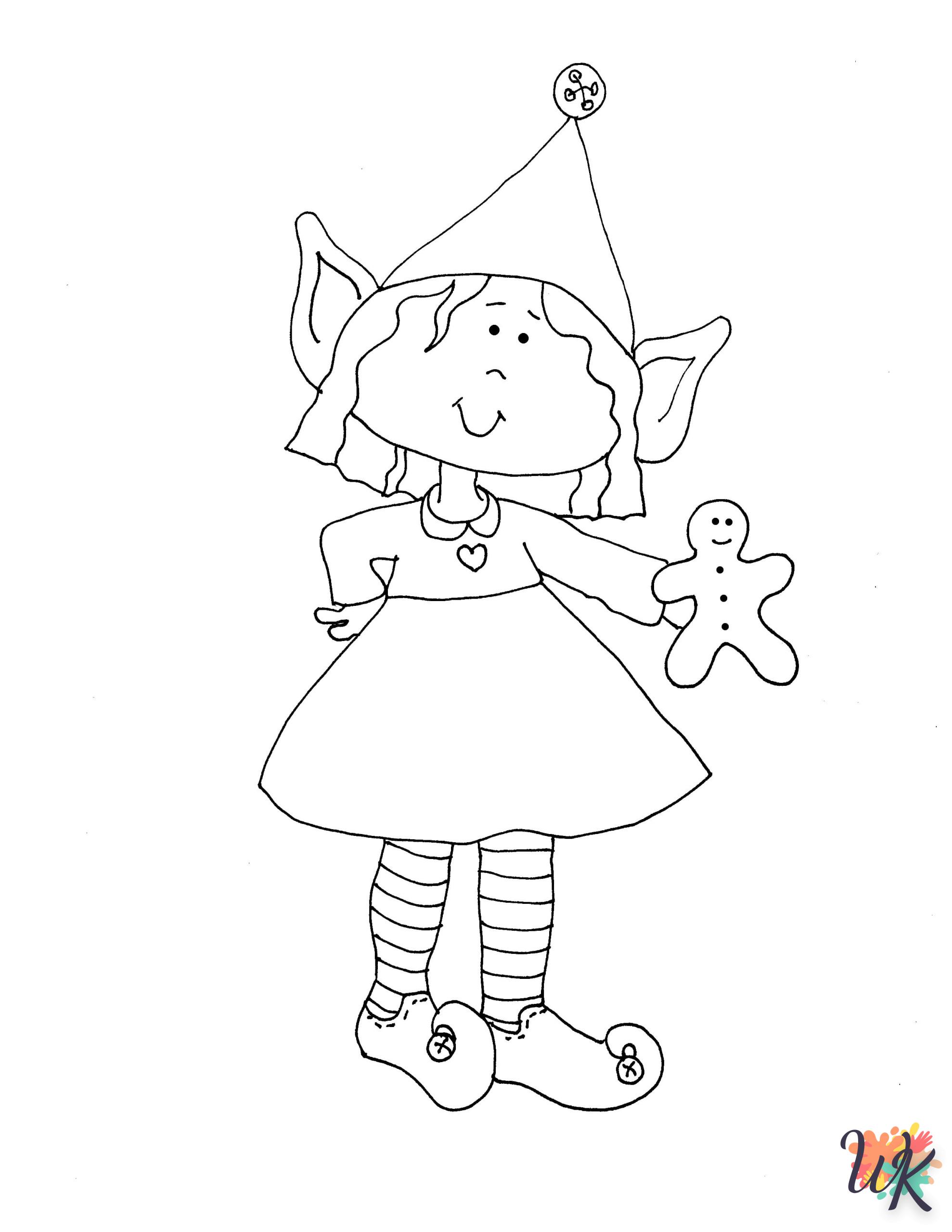 coloriage Fille Elfe pour Noël  enfant 3 ans a imprimer
