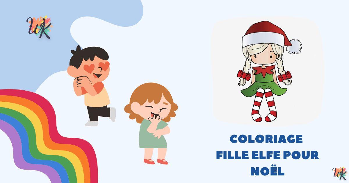 Coloriage Fille Elfe pour Noël imprimable gratuitement