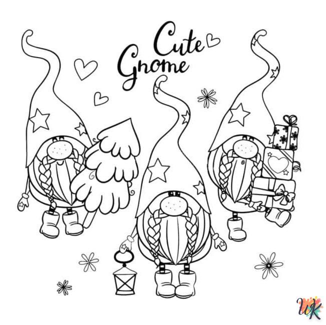coloriage Gnomes de Noël  enfant à imprimer