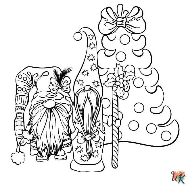 coloriage Gnomes de Noël  a imprimer enfant 5 ans