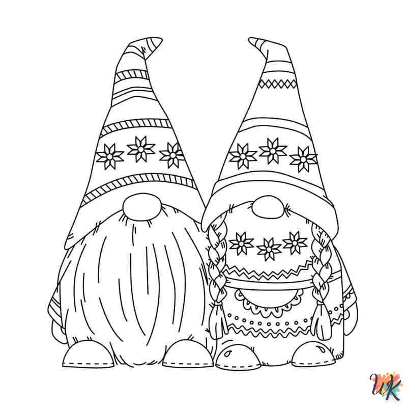coloriage Gnomes de Noël  gratuit à imprimer