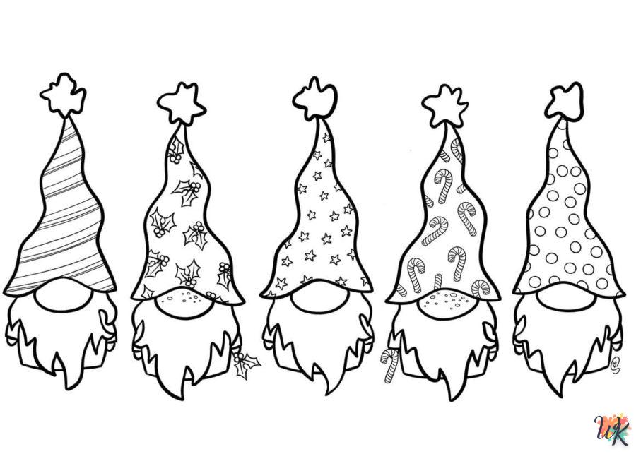 coloriage Gnomes de Noël  et découpage à imprimer