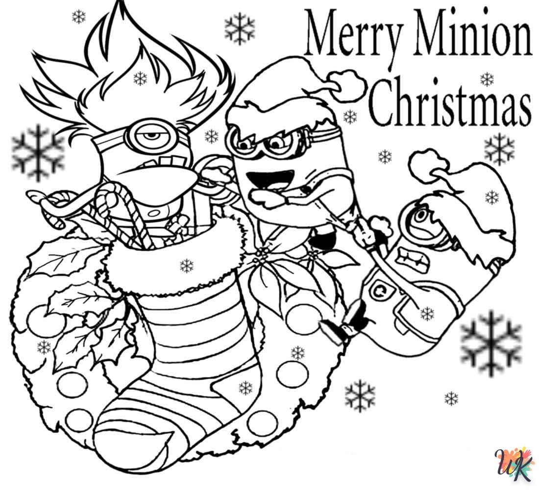 coloriage Noël des Minions  pour enfant de 8 ans