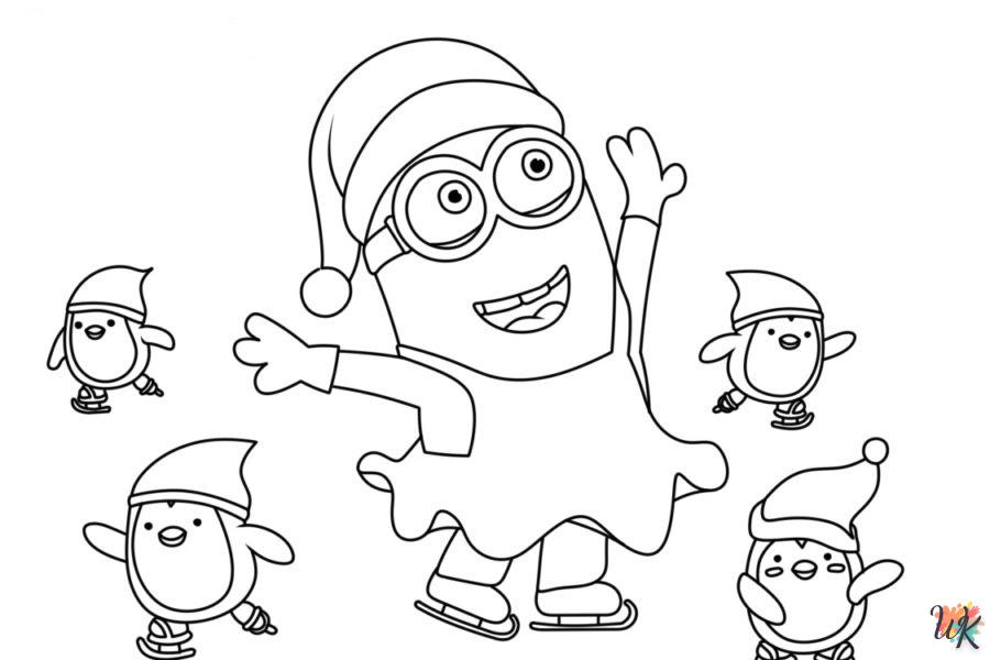 coloriage Noël des Minions  a dessiner en ligne