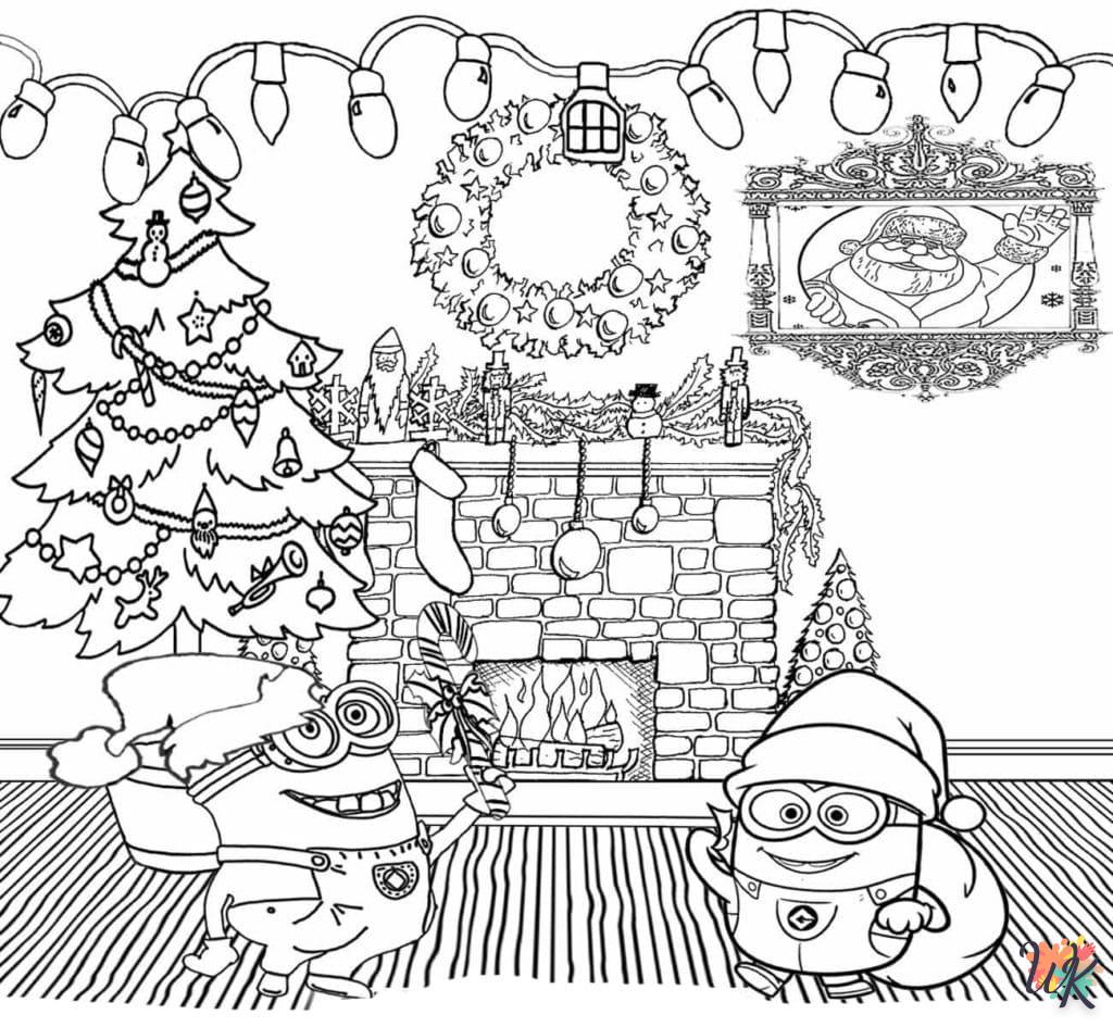 coloriage Noël des Minions  pour enfants à imprimer