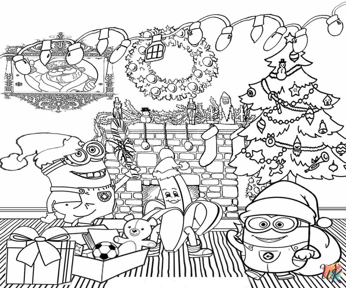 coloriage Noël des Minions  enfant à imprimer gratuit