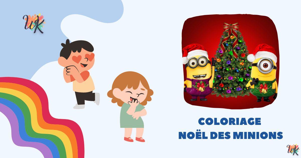 Coloriage Noël des Minions pour enfants imprimable 4 Coloriage Noël des Minions pour enfants imprimable