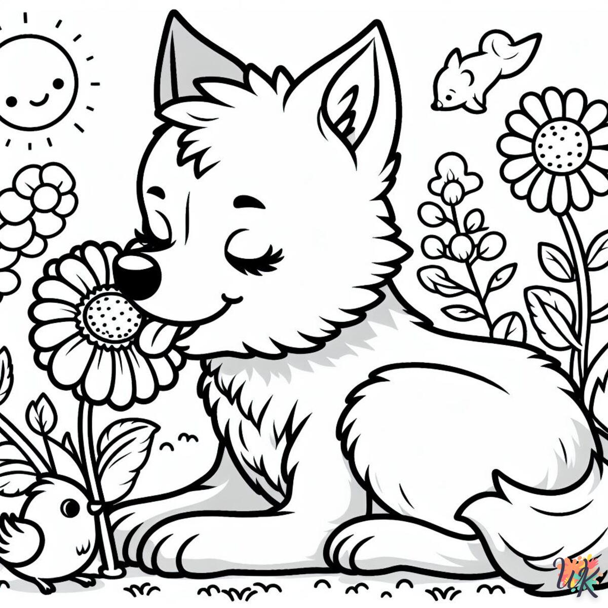 Loups et fleurs : Deux thèmes de coloriage captivants