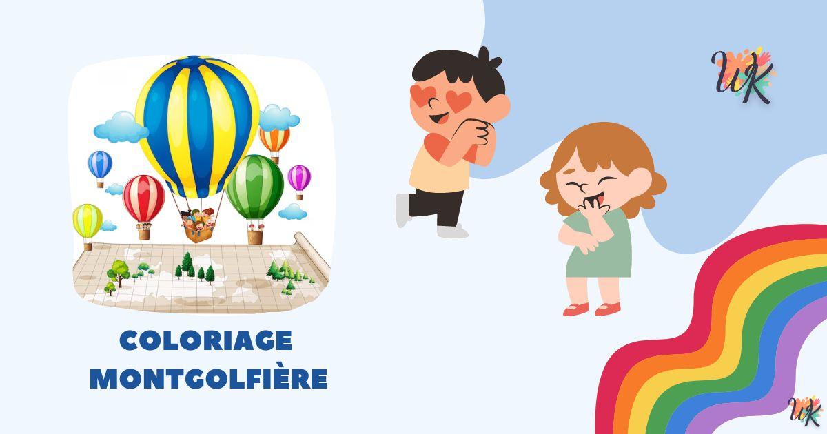 Coloriage Montgolfière regarde le ciel avec des enfants 3 Coloriage Montgolfière regarde le ciel avec des enfants