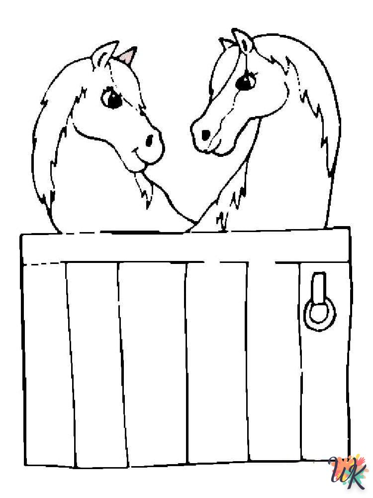 coloriage chevaux  et découpage à imprimer