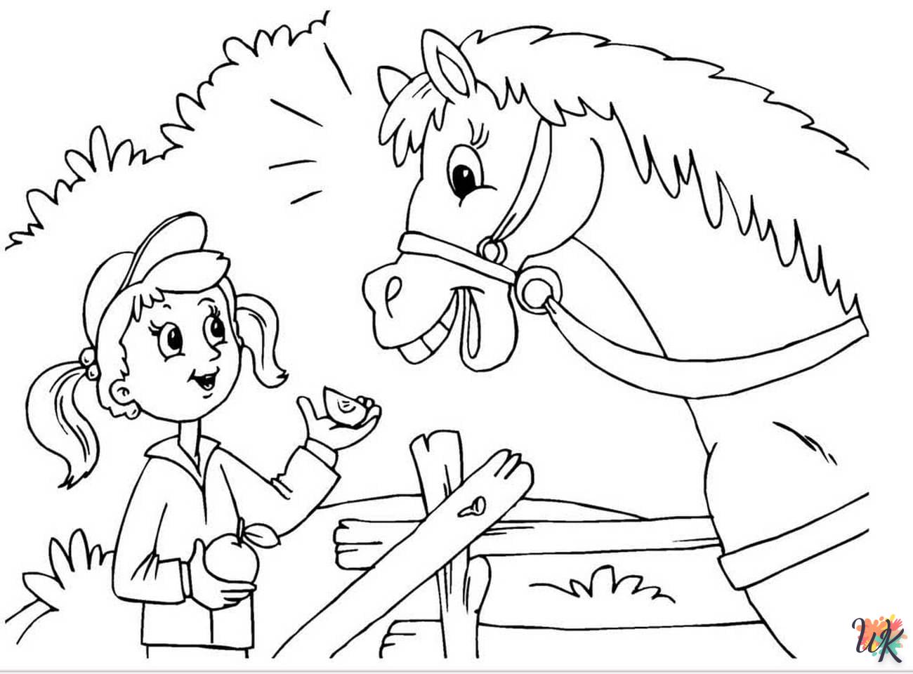 coloriage chevaux  à imprimer pour enfant de 9 ans