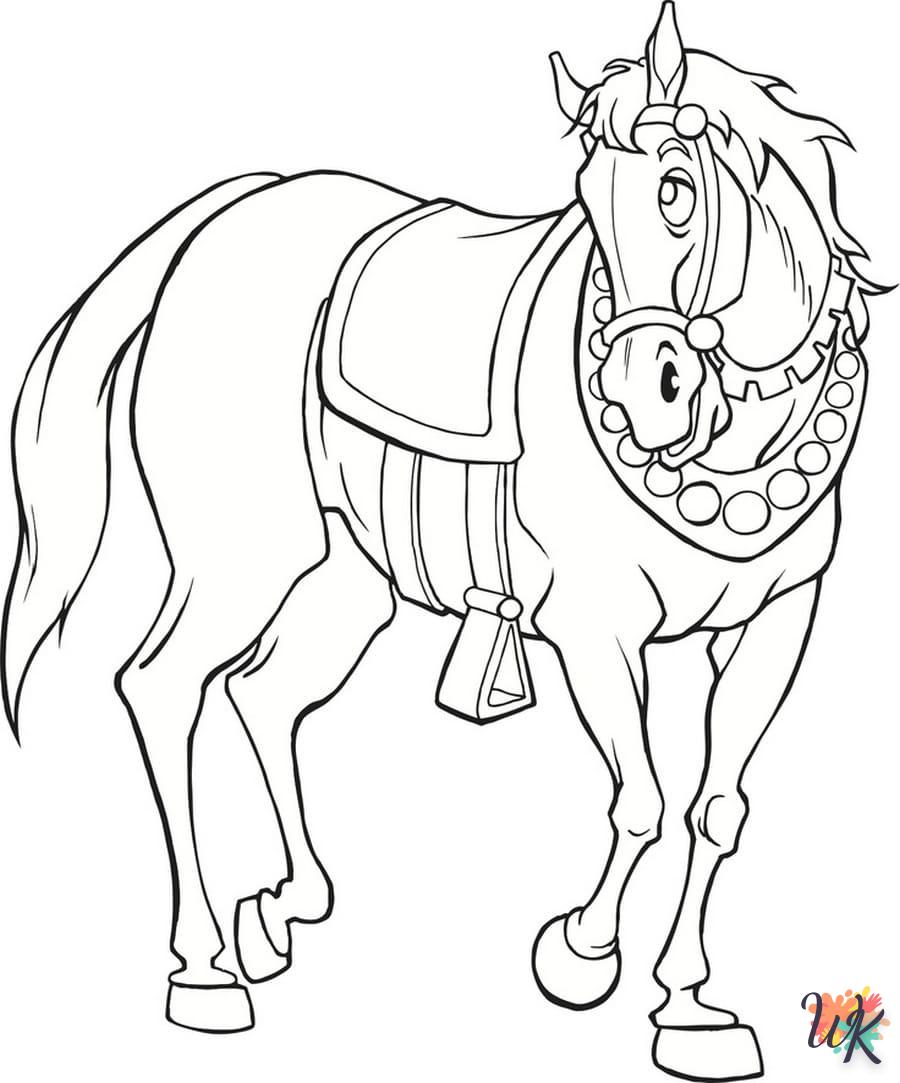 coloriage chevaux  à imprimer pour enfant de 7 ans