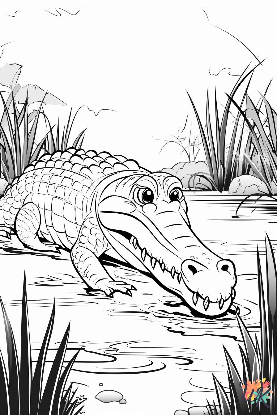 coloriage Crocodile  enfant 8 ans a imprimer