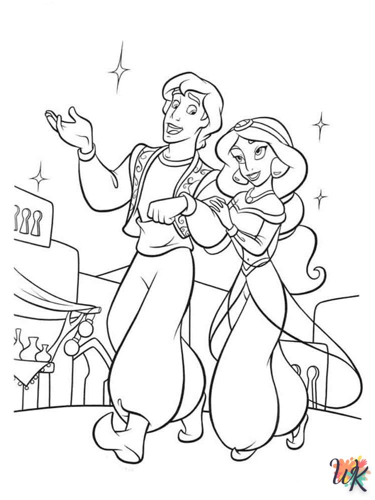 coloriage Aladdin  et decoupage a imprimer gratuit