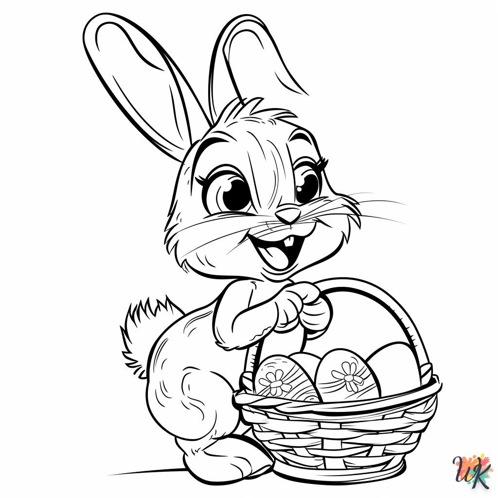 coloriage Lapin de Pâques  automne en ligne gratuit à imprimer