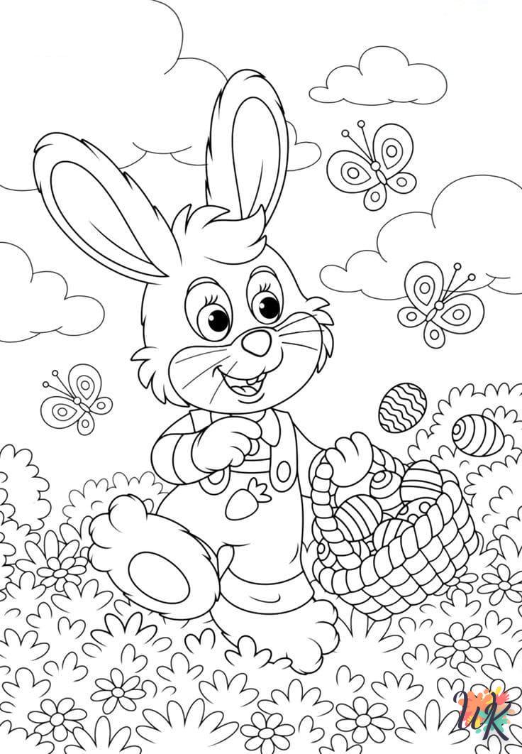 coloriage Lapin de Pâques  enfant a imprimer