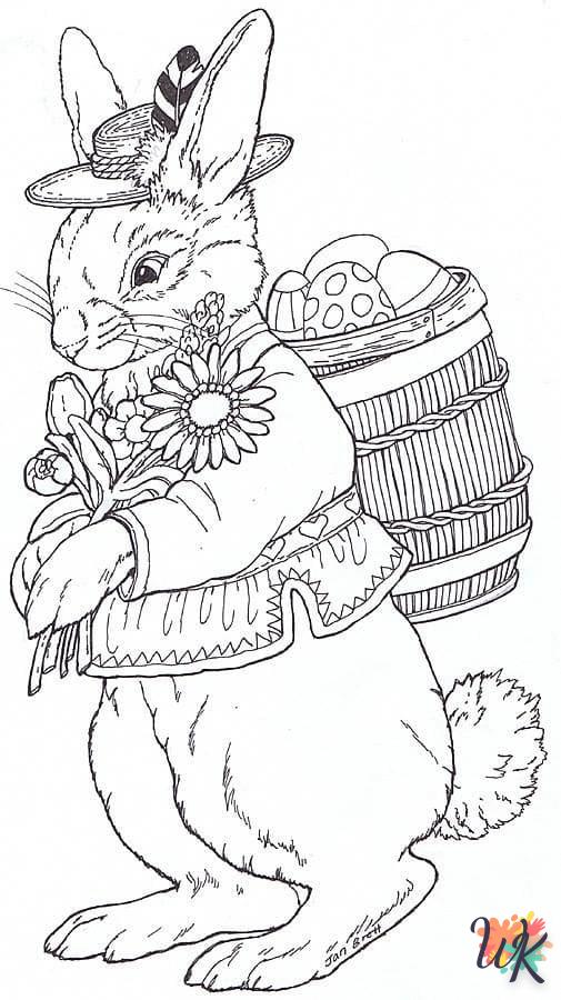 coloriage Lapin de Pâques  à imprimer pour enfant de 6 ans