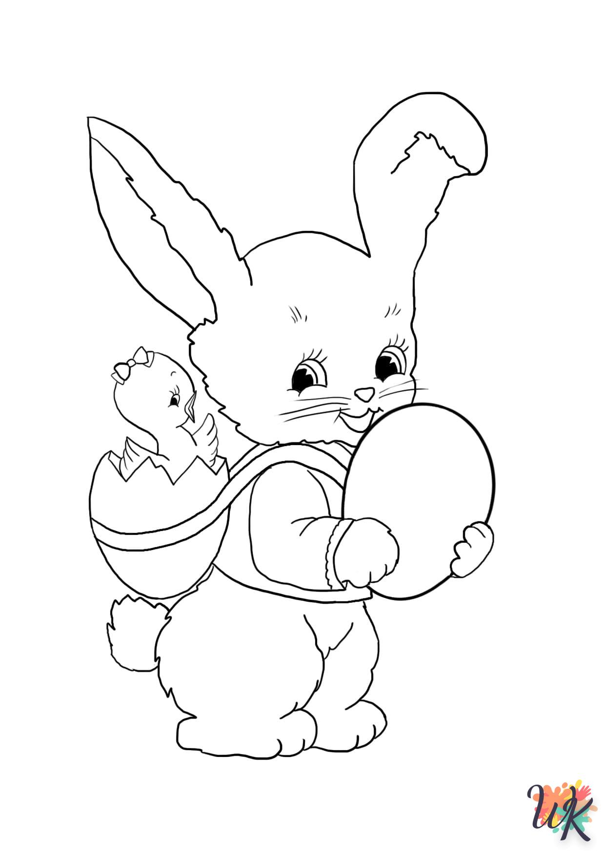 coloriage Lapin de Pâques  a imprimer enfant 10 ans