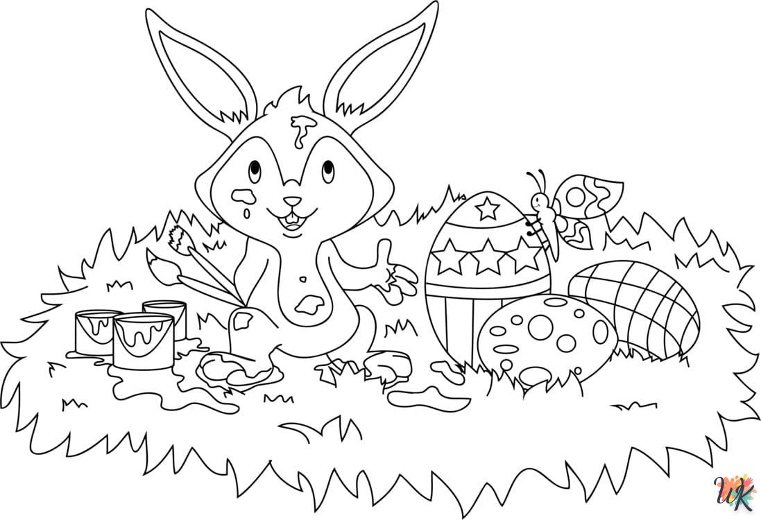 coloriage Lapin de Pâques  pour enfant a imprimer gratuit