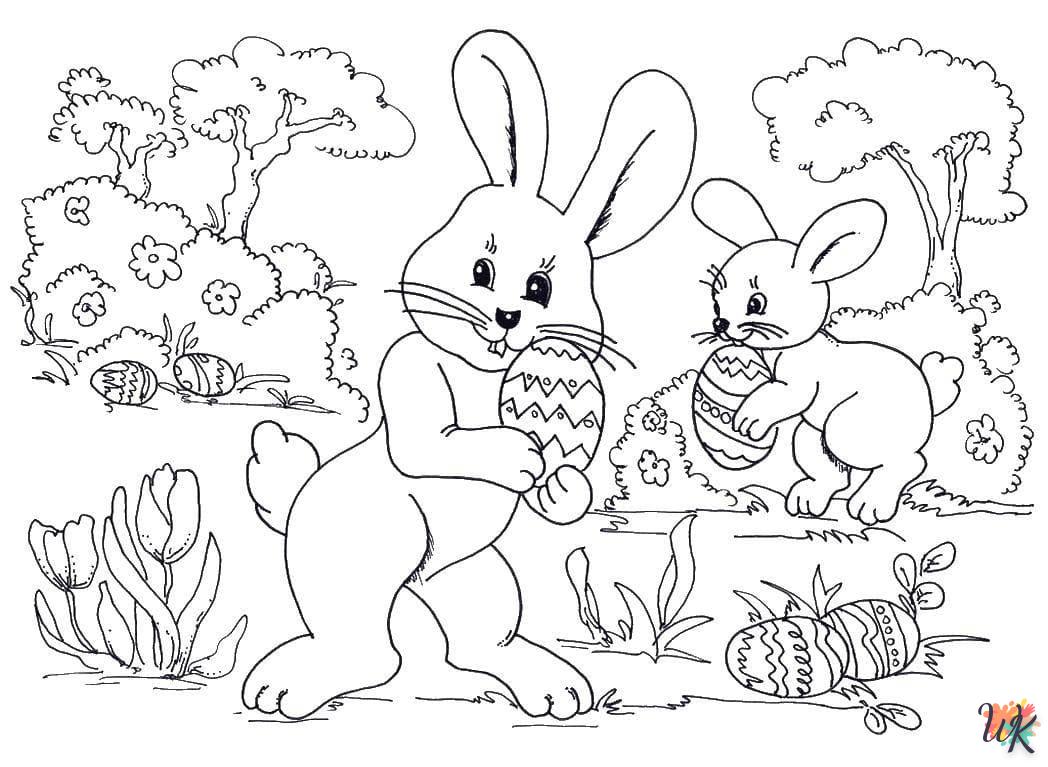 coloriage Lapin de Pâques  à imprimer pour enfant de 10 ans