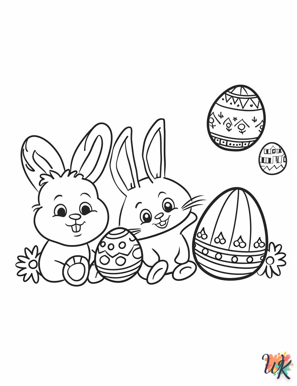 coloriage Lapin de Pâques  pour enfant de 3 ans