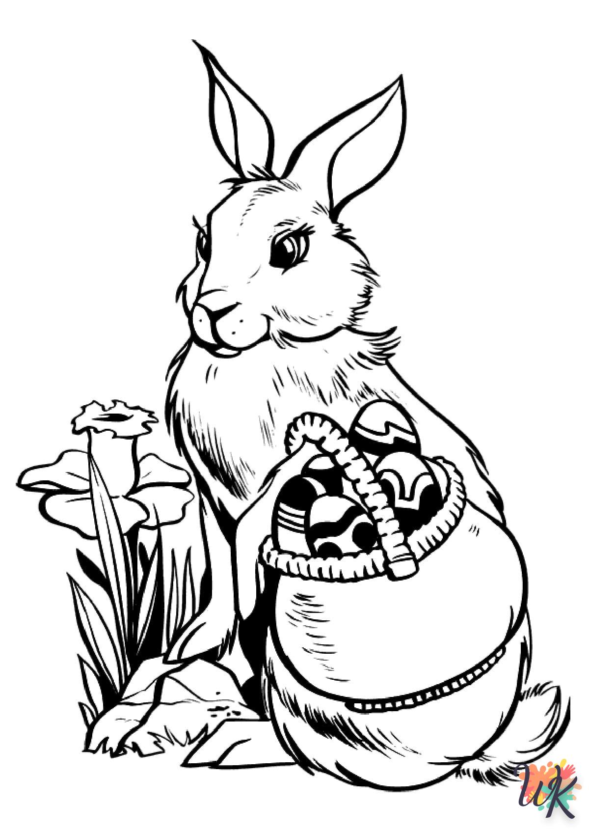 coloriage Lapin de Pâques  à imprimer pour enfant de 7 ans