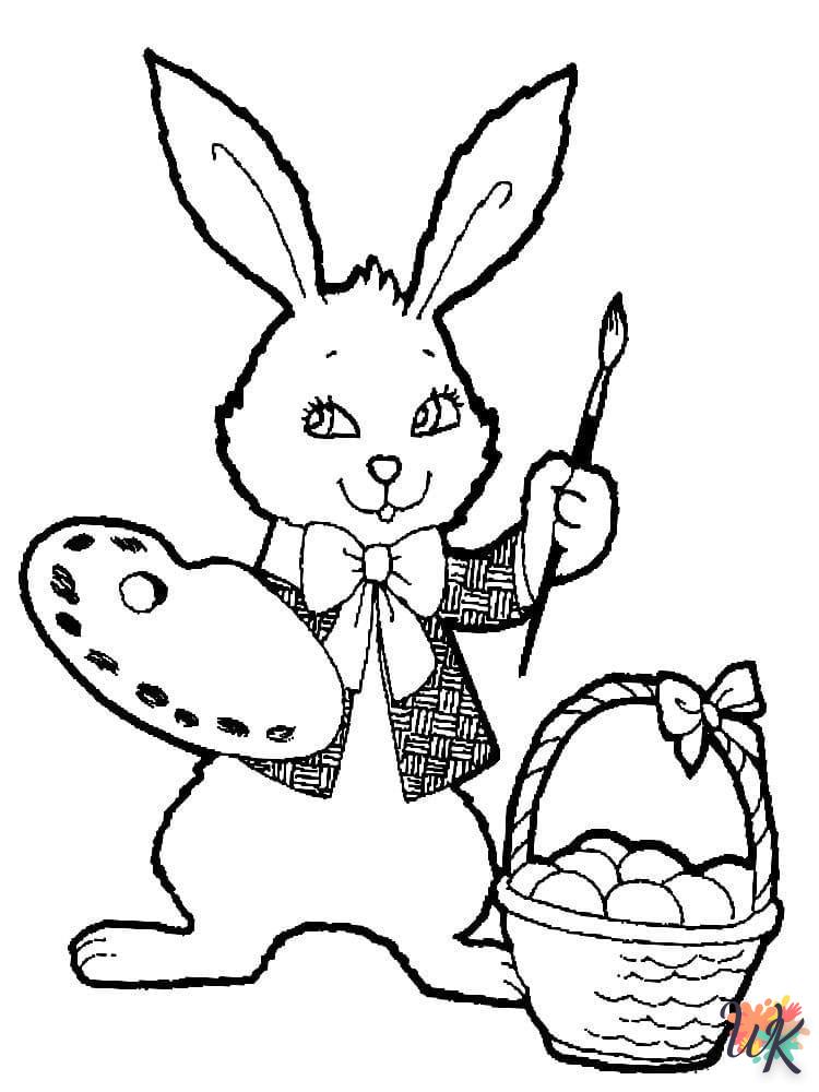 coloriage Lapin de Pâques  et découpage à imprimer