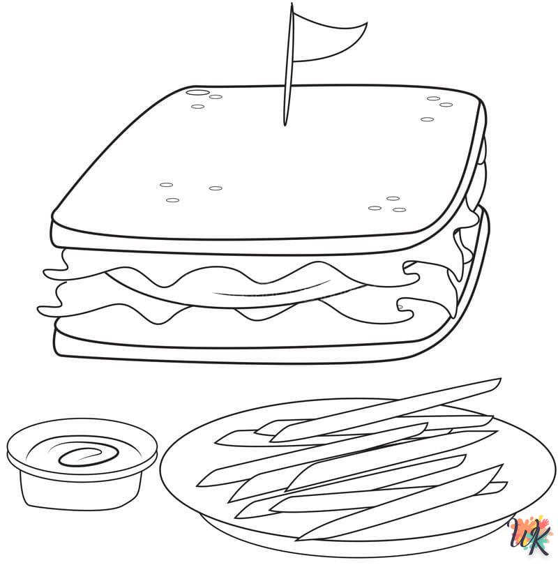 coloriage Sandwich  et decoupage a imprimer gratuit