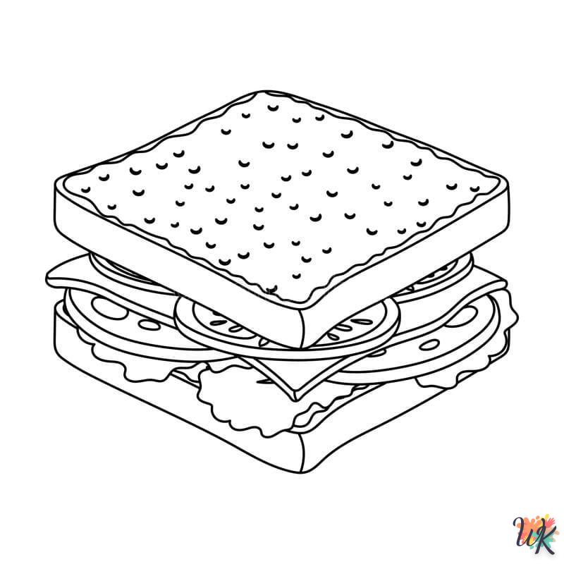 coloriage Sandwich  a imprimer pour enfant de 4 ans