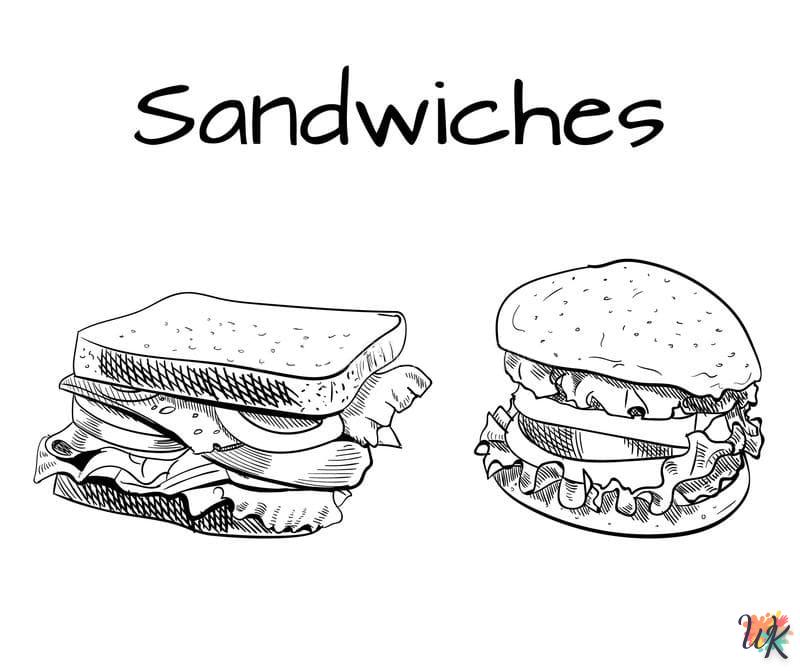 coloriage Sandwich  à imprimer pdf gratuit