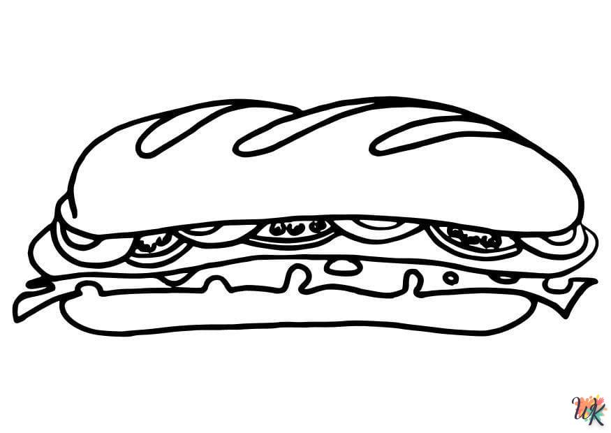 coloriage Sandwich  et decoupage a imprimer gratuit