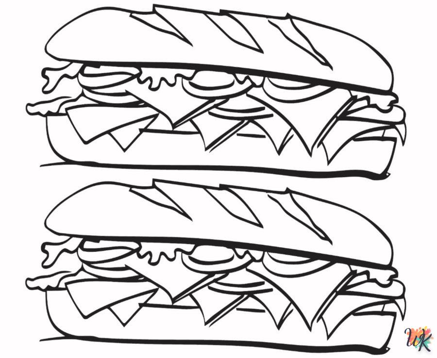 coloriage Sandwich  gratuit en ligne