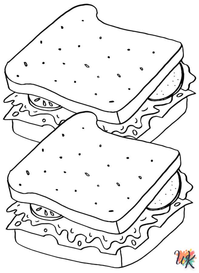 coloriage Sandwich  à imprimer pour enfant de 3 ans