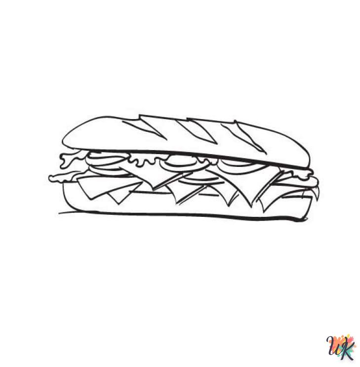 coloriage Sandwich  enfant 5 ans à imprimer