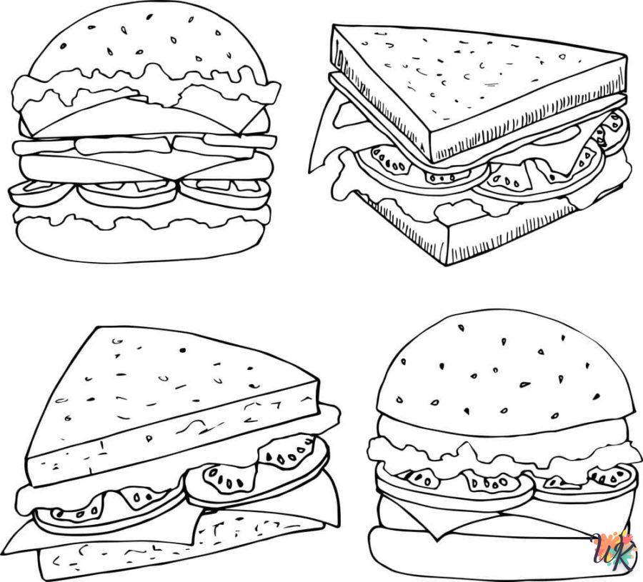 coloriage Sandwich  à imprimer pour enfant de 7 ans