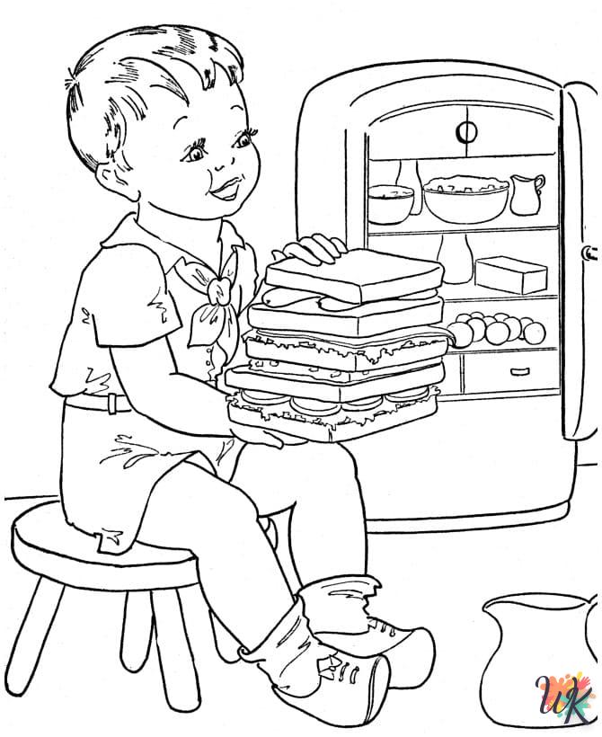 coloriage Sandwich  educatif pour enfant