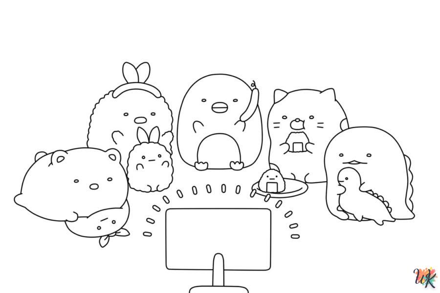 coloriage Sumikko Gurashi  dinosaures en ligne gratuit à imprimer