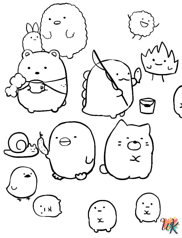 coloriage Sumikko Gurashi  dinosaures en ligne gratuit à imprimer