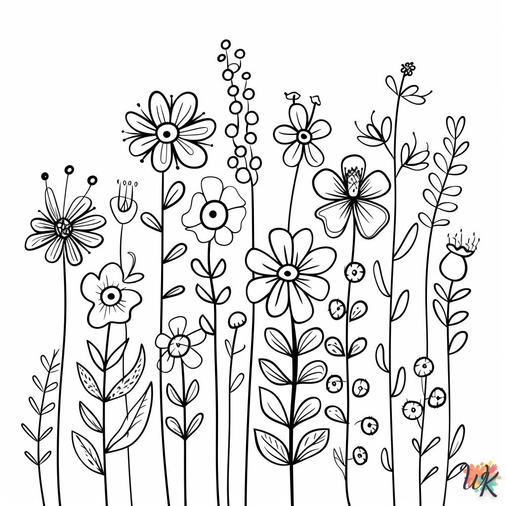 coloriage Fleurs  d'enfant a imprimer