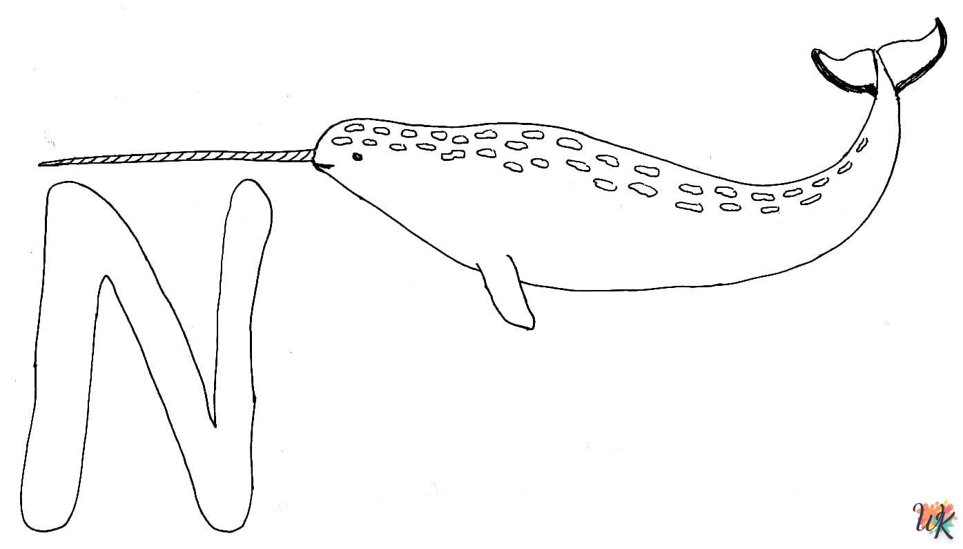 coloriage Narval  a imprimer pour enfant de 4 ans