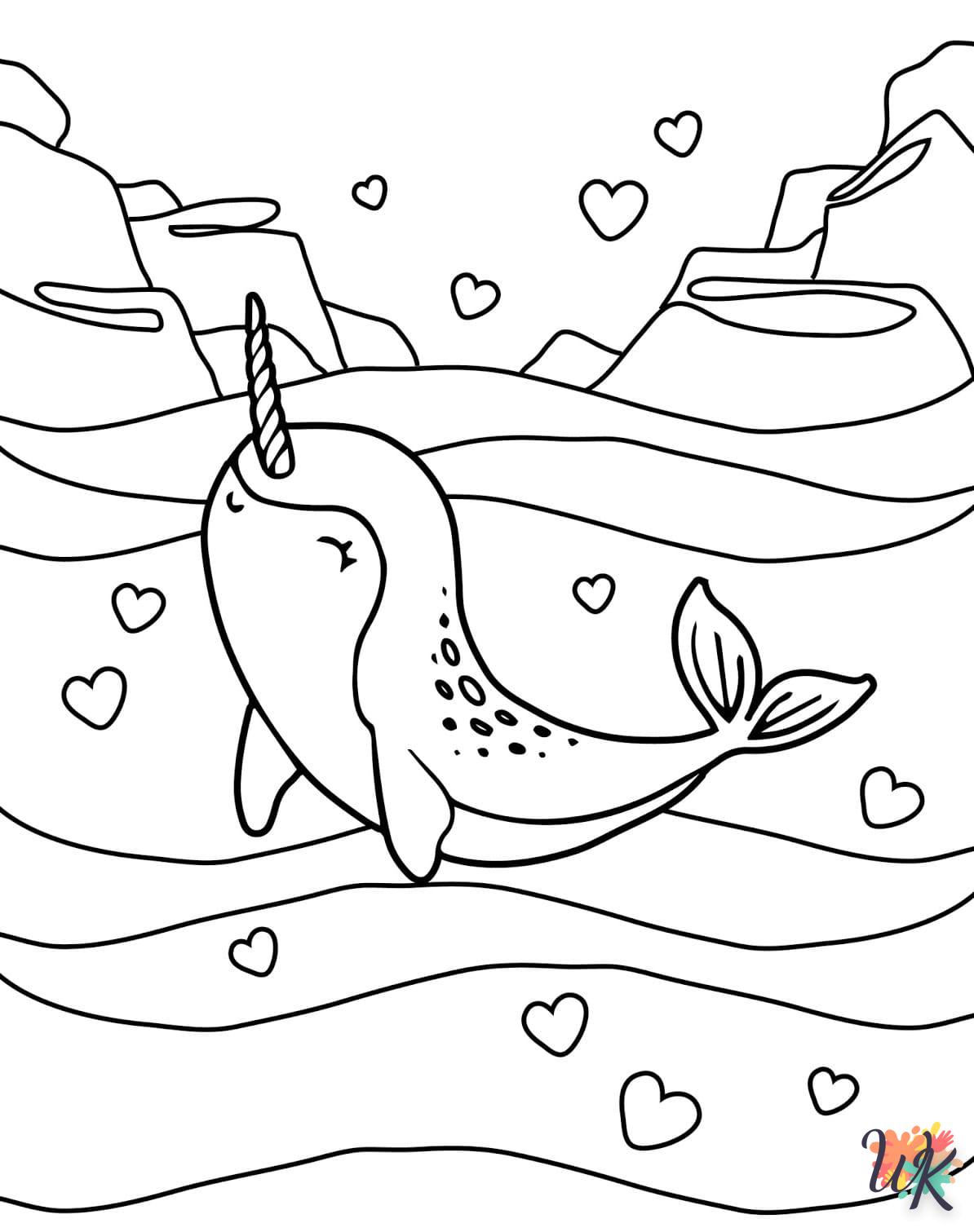 coloriage Narval  gratuit pour enfants