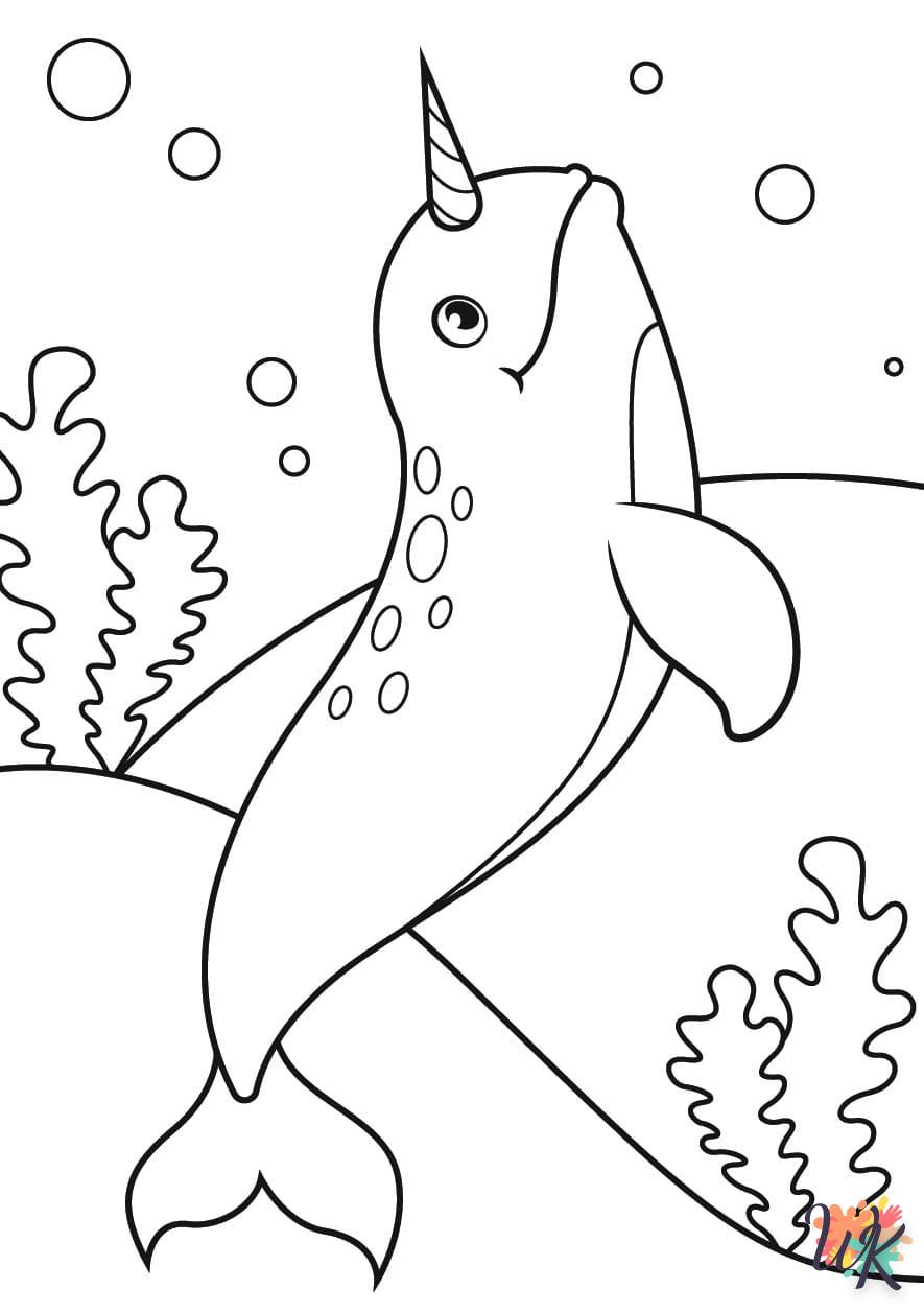 coloriage Narval  enfant à imprimer pdf