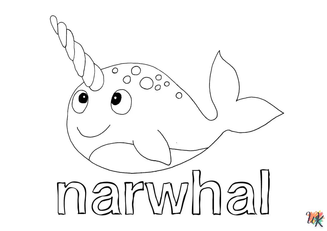 coloriage Narval  enfant 8 ans a imprimer