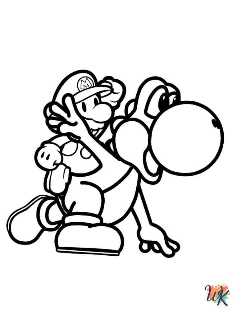 coloriage Yoshi  à numéro adulte en ligne gratuit