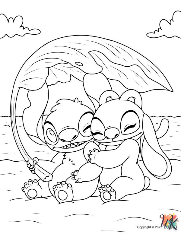 imprimer coloriage Stitch et Angel  pour enfant