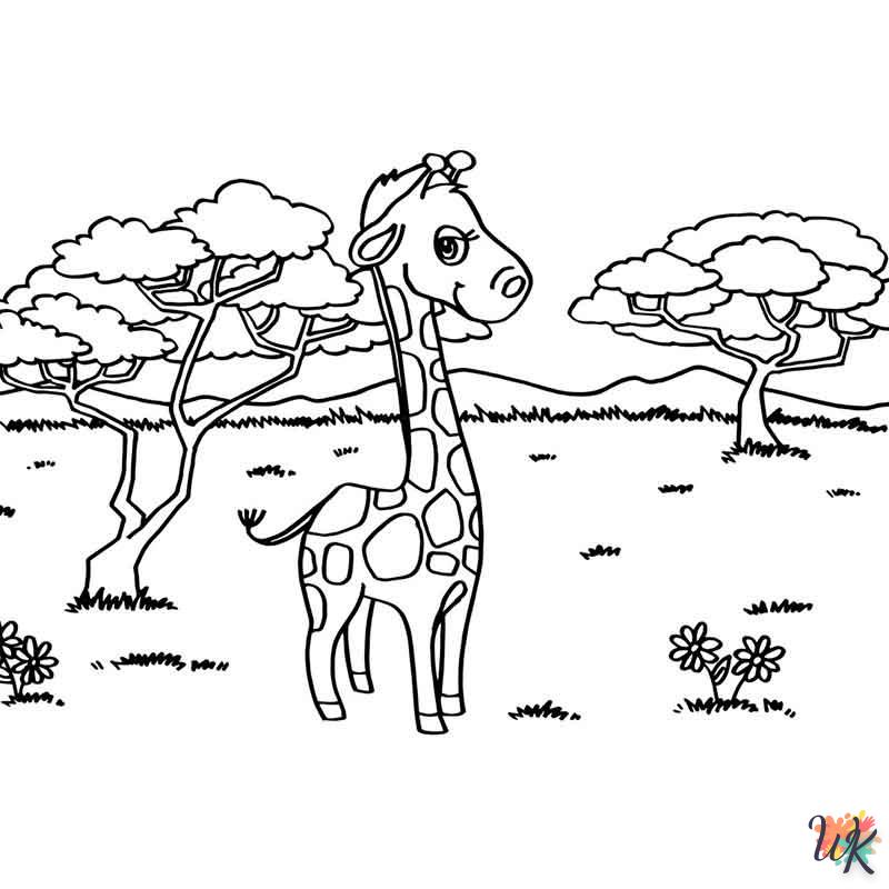 coloriage Girafe  et decoupage a imprimer gratuit